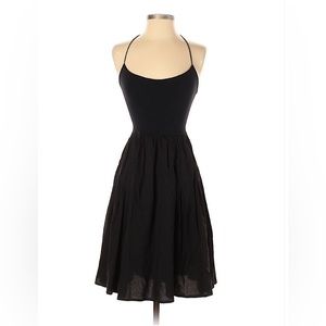 THEORY Ballerina Strap Black Dress Scoop Neckline Knee Length ONE SIZE